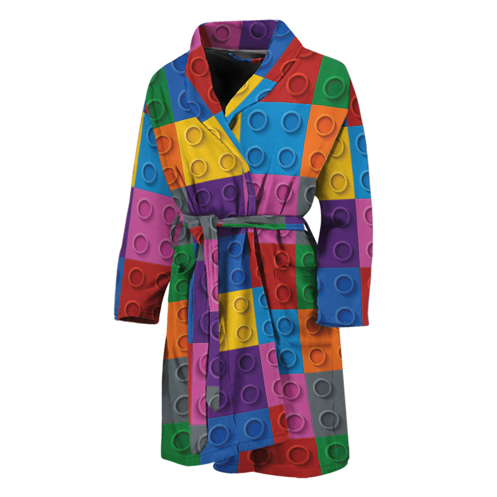 Building Blocks Toy Pattern Print Men's Bathrobe