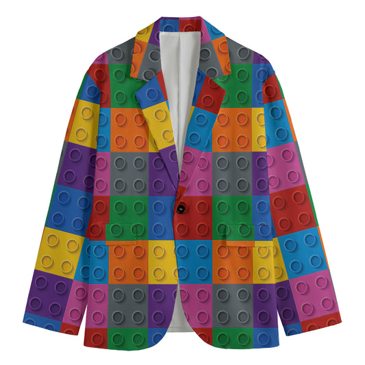 Building Blocks Toy Pattern Print Men's Blazer