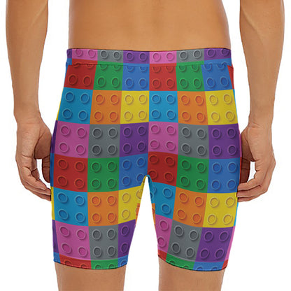 Building Blocks Toy Pattern Print Men's Long Boxer Briefs