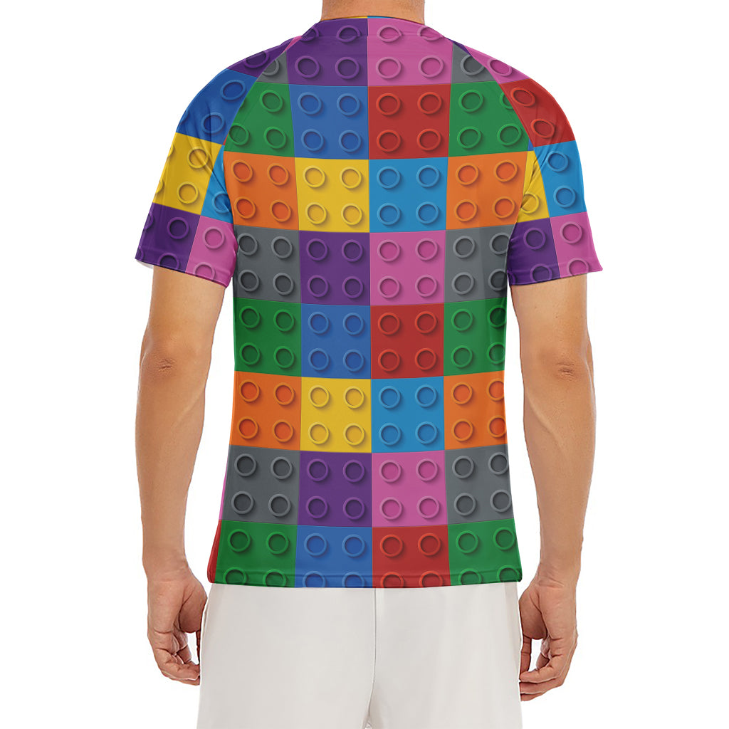 Building Blocks Toy Pattern Print Men's Short Sleeve Rash Guard