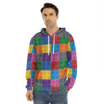 Building Blocks Toy Pattern Print Men's Velvet Pullover Hoodie
