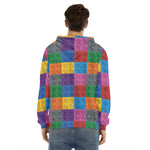 Building Blocks Toy Pattern Print Men's Velvet Pullover Hoodie