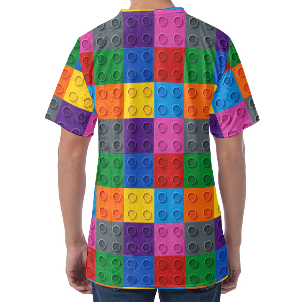 Building Blocks Toy Pattern Print Men's Velvet T-Shirt