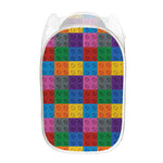 Building Blocks Toy Pattern Print Mesh Laundry Hamper