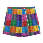 Building Blocks Toy Pattern Print Mesh Shorts