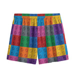 Building Blocks Toy Pattern Print Mesh Shorts
