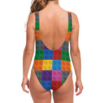 Building Blocks Toy Pattern Print One Piece Swimsuit