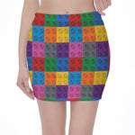 Building Blocks Toy Pattern Print Pencil Mini Skirt