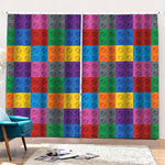 Building Blocks Toy Pattern Print Pencil Pleat Curtains