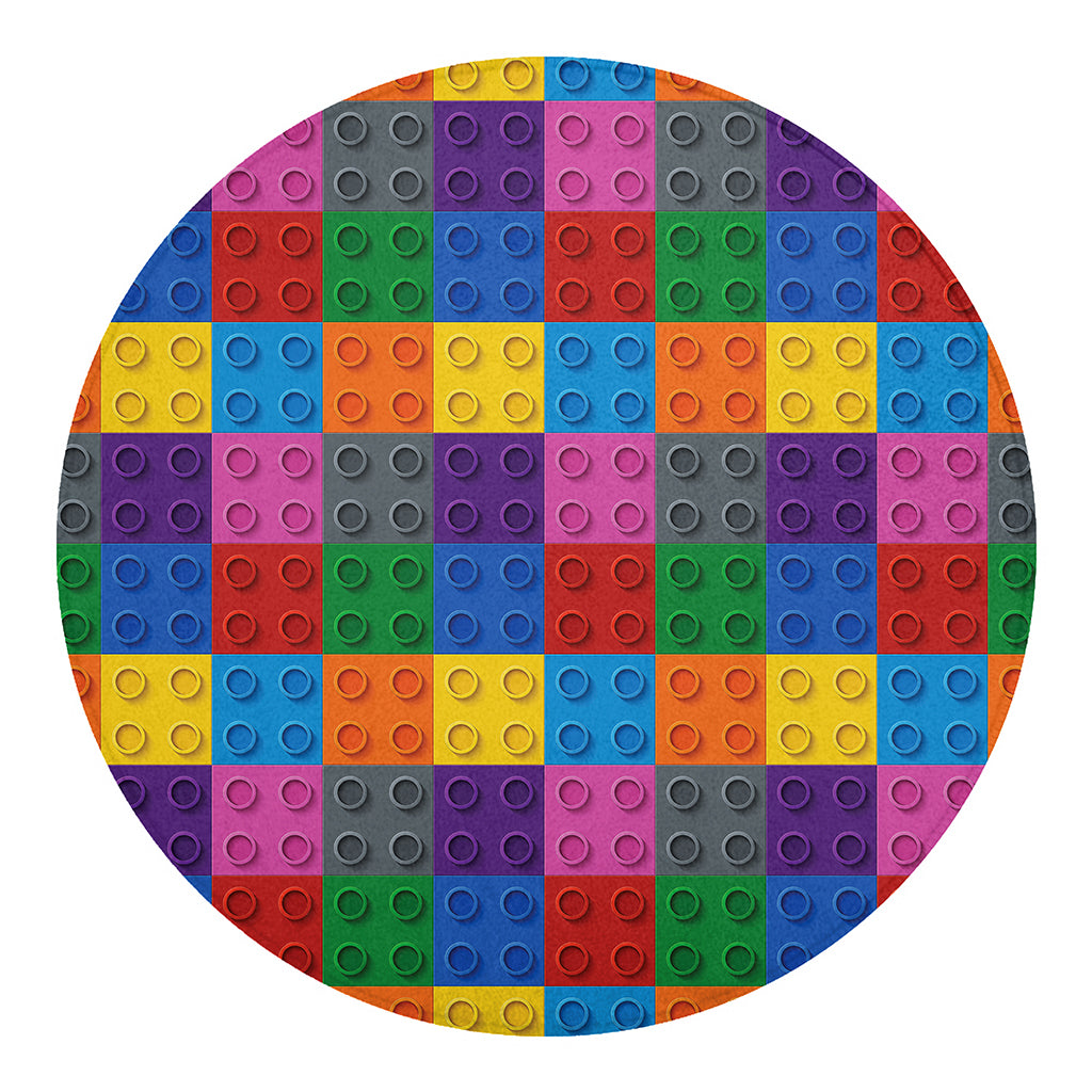 Building Blocks Toy Pattern Print Round Blanket