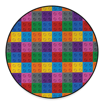 Building Blocks Toy Pattern Print Round Floor Mat