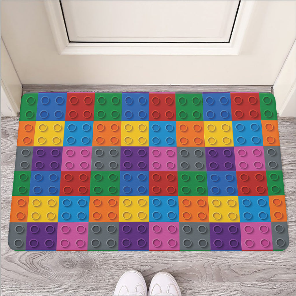 Building Blocks Toy Pattern Print Rubber Doormat