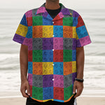 Building Blocks Toy Pattern Print Textured Short Sleeve Shirt