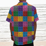 Building Blocks Toy Pattern Print Textured Short Sleeve Shirt