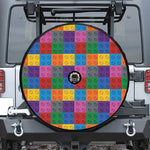 Building Blocks Toy Pattern Print Tire Cover With Camera Hole
