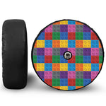 Building Blocks Toy Pattern Print Tire Cover With Camera Hole