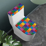 Building Blocks Toy Pattern Print Toilet Lid And Tank Cover Set