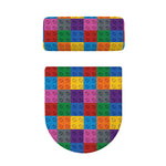 Building Blocks Toy Pattern Print Toilet Lid And Tank Cover Set