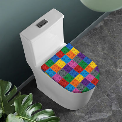 Building Blocks Toy Pattern Print Toilet Lid Cover
