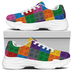 Building Blocks Toy Pattern Print White Chunky Shoes
