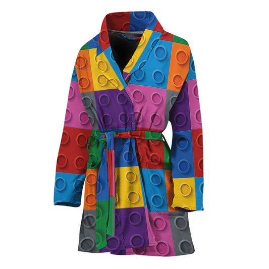 Building Blocks Toy Pattern Print Women's Bathrobe