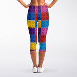 Building Blocks Toy Pattern Print Women's Capri Leggings