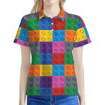 Building Blocks Toy Pattern Print Women's Polo Shirt