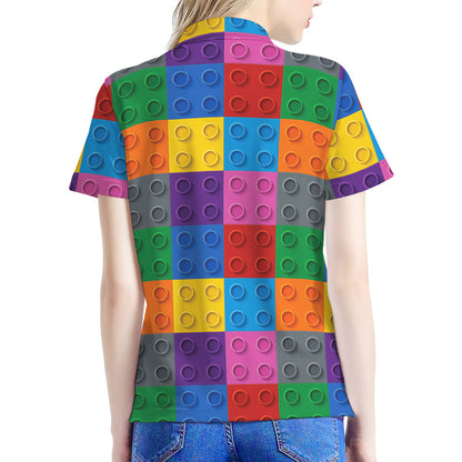 Building Blocks Toy Pattern Print Women's Polo Shirt