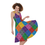 Building Blocks Toy Pattern Print Women's Sleeveless Dress