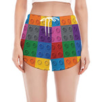 Building Blocks Toy Pattern Print Women's Split Running Shorts
