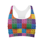 Building Blocks Toy Pattern Print Women's Sports Bra