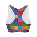 Building Blocks Toy Pattern Print Women's Sports Bra