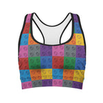 Building Blocks Toy Pattern Print Women's Sports Bra