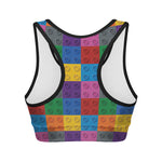 Building Blocks Toy Pattern Print Women's Sports Bra
