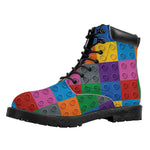 Building Blocks Toy Pattern Print Work Boots