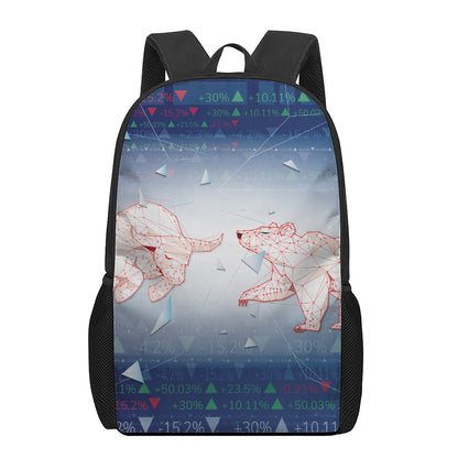 Bull And Bear Stock Market Print 17 Inch Backpack