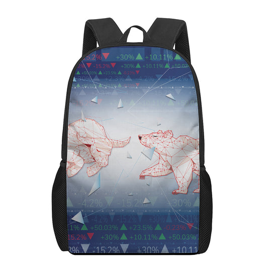 Bull And Bear Stock Market Print 17 Inch Backpack