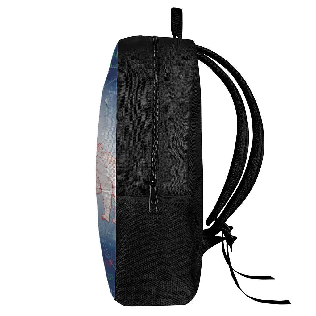 Bull And Bear Stock Market Print 17 Inch Backpack