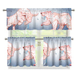 Bull And Bear Stock Market Print 3 Piece Kitchen Curtains