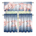 Bull And Bear Stock Market Print 3 Piece Kitchen Curtains