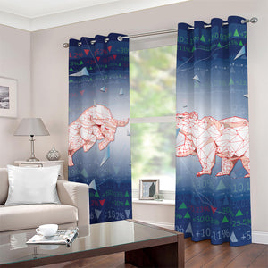 Bull And Bear Stock Market Print Blackout Grommet Curtains