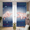 Bull And Bear Stock Market Print Dimout Pencil Pleat Curtains