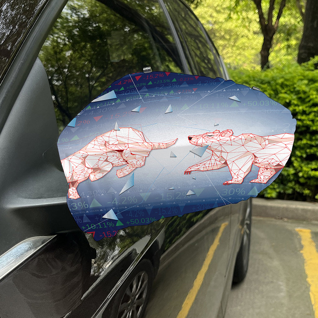 Bull And Bear Stock Market Print Car Side Mirror Covers