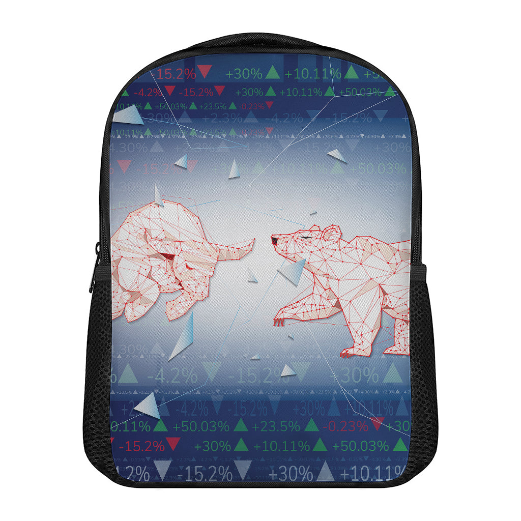 Bull And Bear Stock Market Print Casual Backpack