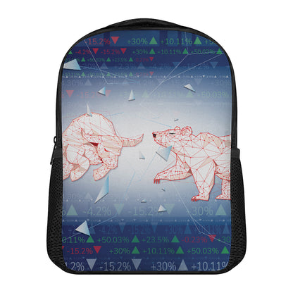 Bull And Bear Stock Market Print Casual Backpack
