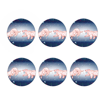 Bull And Bear Stock Market Print Coaster Set