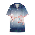 Bull And Bear Stock Market Print Cotton Hawaiian Shirt