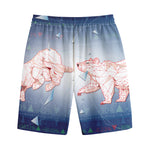 Bull And Bear Stock Market Print Cotton Shorts