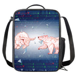 Bull And Bear Stock Market Print Crossbody Lunch Bag