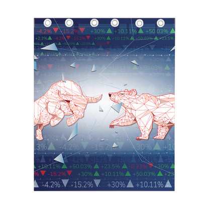 Bull And Bear Stock Market Print Curtain